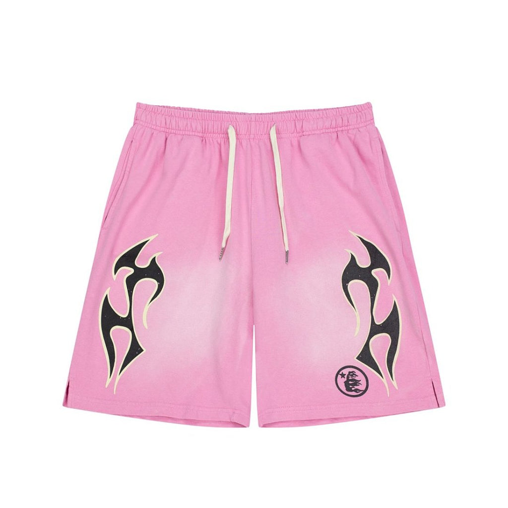 Retro Distressed Flame Graphic Casual Summer Street Shorts