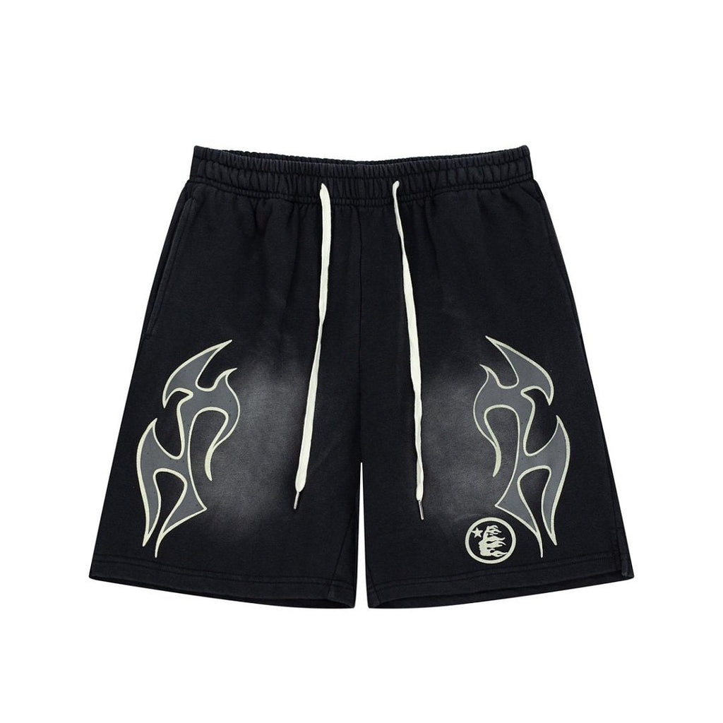 Retro Distressed Flame Graphic Casual Summer Street Shorts